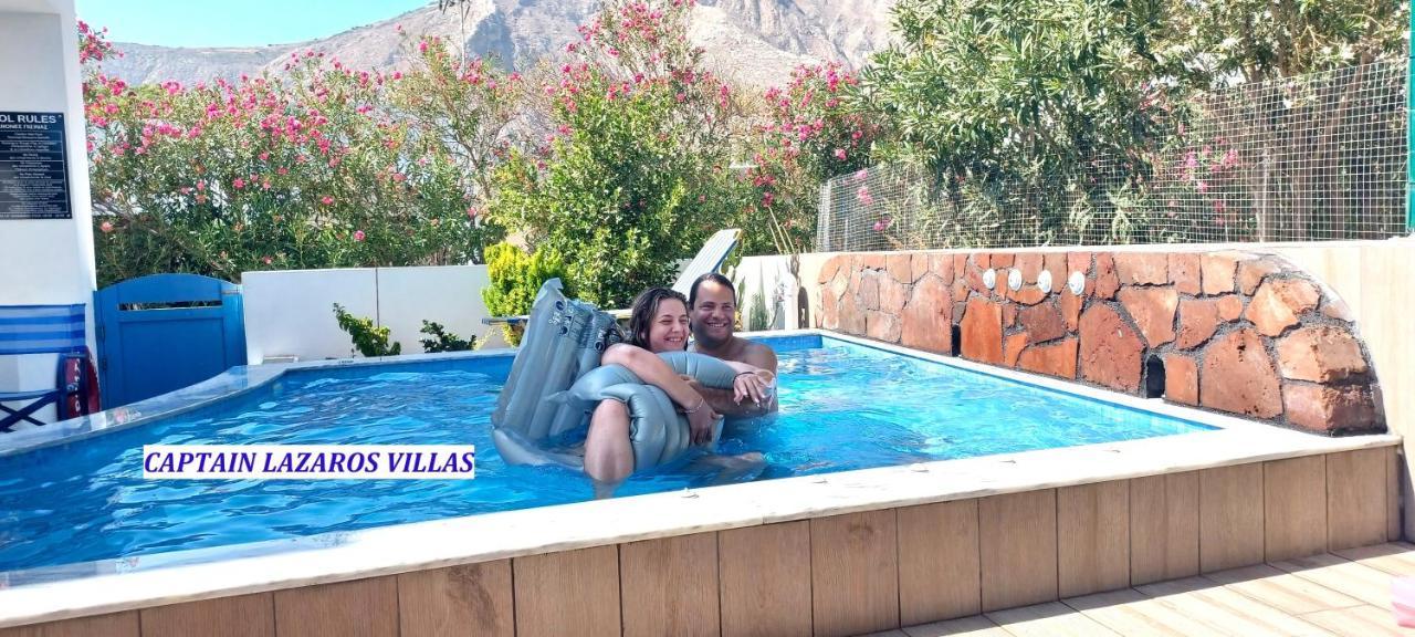Located By The Sea One Beachfront Private Captain Lazaros Pool Villa With Loft In 750Sqm Spacious Private Plot-Jacuzzi-Sunrelax-Furnished Terace-Gazebo-Private Parking,Sleep 3 Adults And 2 Children, Just Steps From The Black Beach-Seaview Perissa  Zewnętrze zdjęcie