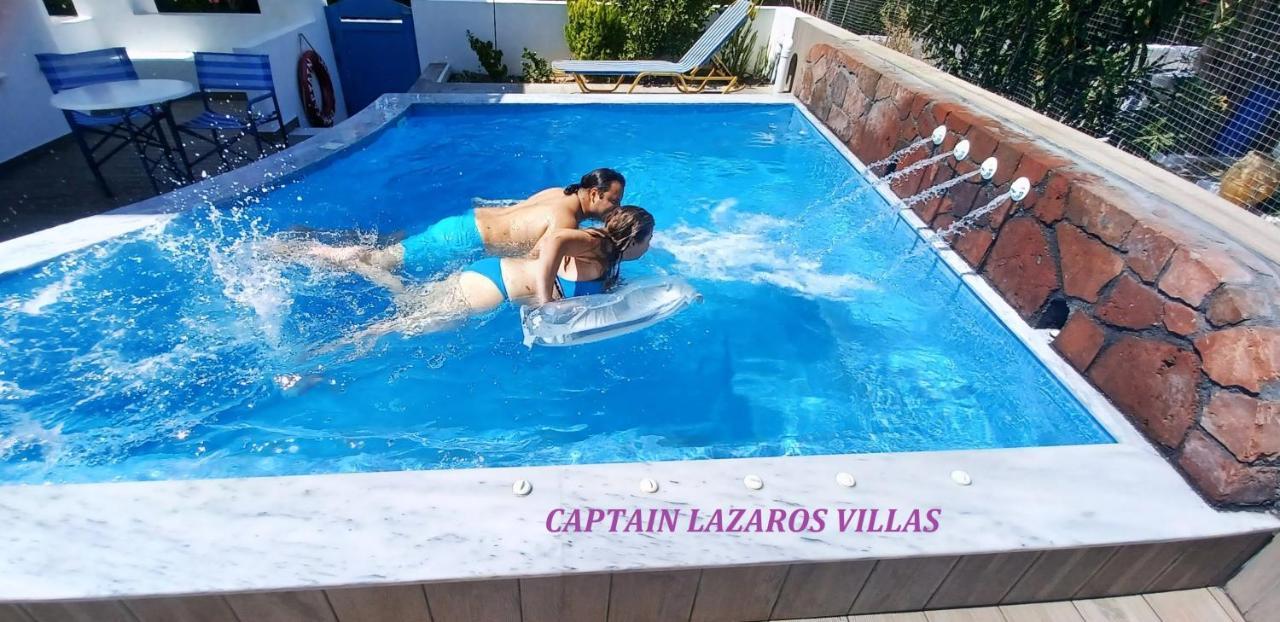 Located By The Sea One Beachfront Private Captain Lazaros Pool Villa With Loft In 750Sqm Spacious Private Plot-Jacuzzi-Sunrelax-Furnished Terace-Gazebo-Private Parking,Sleep 3 Adults And 2 Children, Just Steps From The Black Beach-Seaview Perissa  Zewnętrze zdjęcie